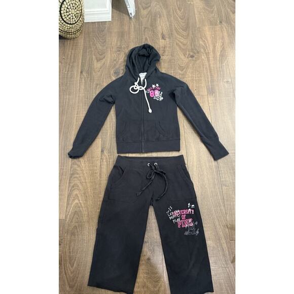 Victoria Secret Pink Rare Vintage Sweatsuit University Of Pink Crop Pants XS - Picture 11 of 11